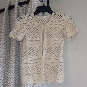 Source Unknown Cream Crochet Sweater